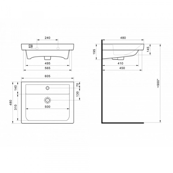 Раковина Santek Тигода 60 размеры