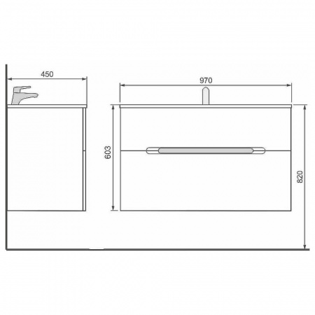 Тумба в ванную комнату подвесная MODUL 100 под умывальник MODUL 100