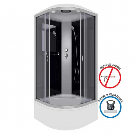 Душевая кабина 900х900х2250мм без г/м, ВЫСОКИЙ поддон, стекло ТОНИРОВАННОЕ NG-2508-14