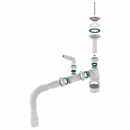 Сифон для умывальника 1 1/4"х40 с мет.реш. с отв. с/м, г.т. 40х40/50 S2045-30-MR (30)