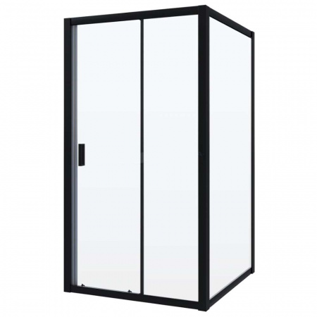 Душевое ограждение 110х80х195 без поддона профиль ЧЕРНЫЙ стекло (6мм) ПРОЗРАЧНОЕ NG-82-11AB + A80B