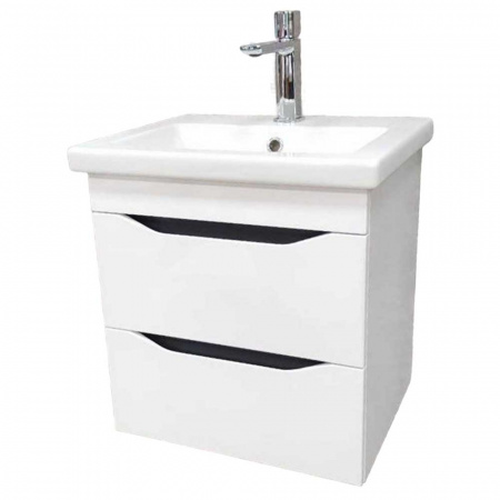 Тумба в ванную комнату подвесная INTEGRO 465 Белый/встав.Антрацит под умывальник СОМО 50 (2ящ)