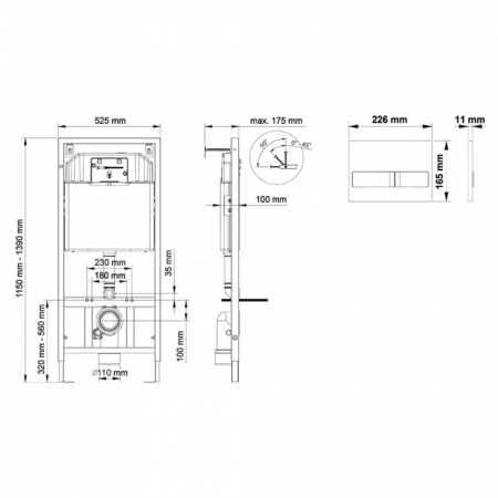 Инсталляция BERGES NOVUM для скрытого монтажа унитаза, без кнопки, 040000 (525х1150х100мм)