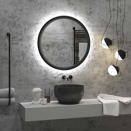 Зеркало PLANET 100 D1000мм (LED-подсветка, бесконт. сенс. выкл., ореольная подсветка, МДФ ЧЕРНЫЙ)