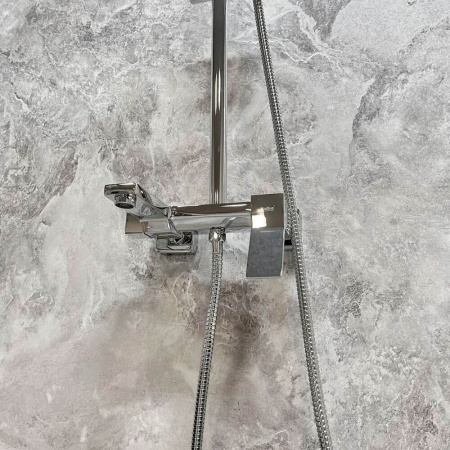 Смеситель для душа (зонт, квадрат) со стойкой HAIBA HB24818 (лат., с изливом)(4)