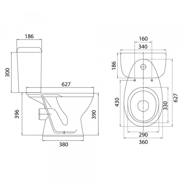 Унитаз-компакт Santeri Pro 1.P215.5.S00.00B.F чертеж