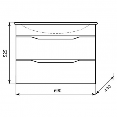 Тумба в ванную комнату подвесная ЭЛИНА 75/2 МИНОР под умывальник ЭЛИНА 75