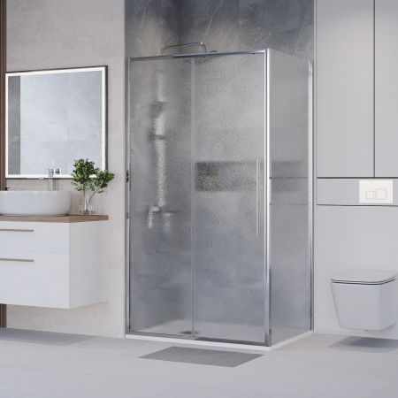 Душевое ограждение 130х90х195 без поддона профиль ХРОМ стекло (5мм) ШИНШИЛЛА NG-65-13CH + CH90-34