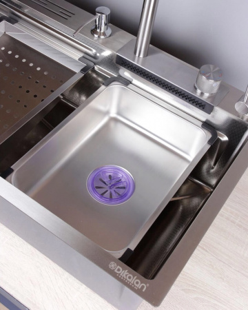 Мойка кухонная многофункциональная Dikalan KN754505 МАТОВЫЙ нерж.сталь SUS-304 750х460х220мм 