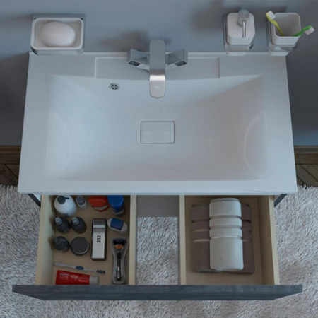 Тумба в ванную комнату подвесная КРИСТАЛЛ 80 (22) СЕРЫЙ под умывальник MILEN 80 