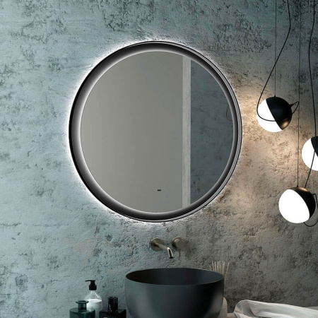 Зеркало PLANET 60 D600мм (LED-подсветка, бесконт. сенс. выкл., ореольная подсветка, рама МДФ ЧЕРНЫЙ)
