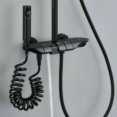 Система душевая (зонт, квадрат черный) DIKALAN AL9076-B ЧЕРНЫЙ (авиационный алюминий) (5)