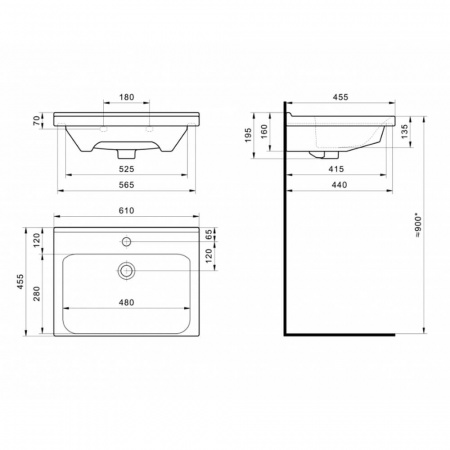 Умывальник мебельный МИРАНДА 60