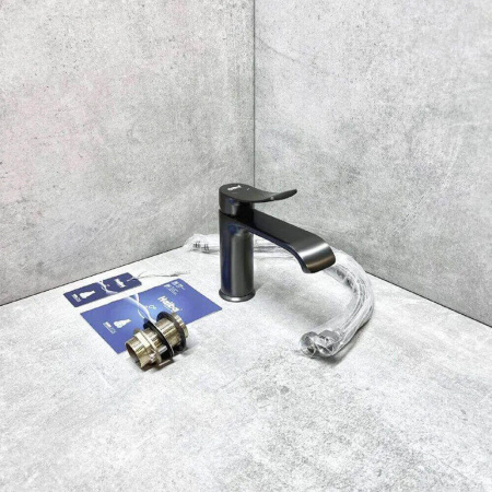 Смеситель на раковину HAIBA HB10553-3 ОРУЖЕЙНАЯ СТАЛЬ (лат., 35мм)