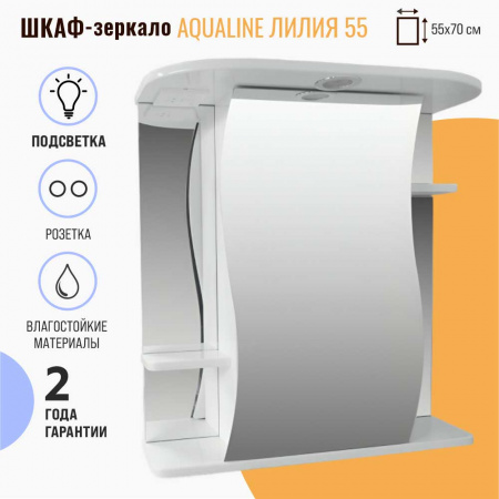 Шкаф зеркальный ЛИЛИЯ 55 с подсветкой