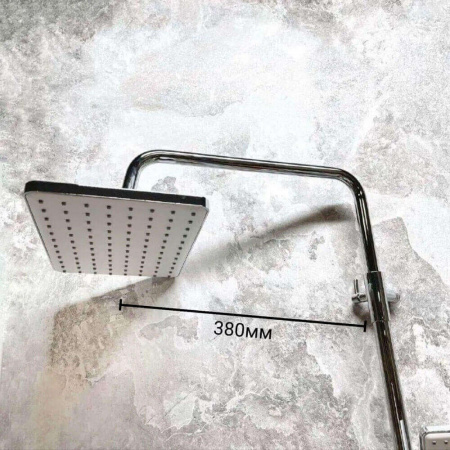 Смеситель для душа (зонт, квадрат) со стойкой HAIBA HB24639 (лат., с изливом)(4)