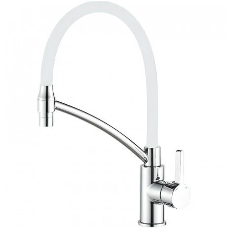 Смеситель на мойку с гибким изливом HAIBA HB73643-8 БЕЛЫЙ/ХРОМ (лат., 35мм)