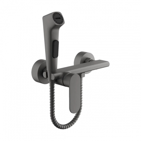 Смеситель настенный с гигиенической лейкой BELZ В55645-3 ОРУЖЕЙНАЯ СТАЛЬ лат., кар.26мм (10) 