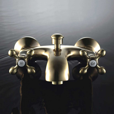 Смеситель на ванну короткий излив HAIBA HB3119-4 БРОНЗА двуручный (лат.)