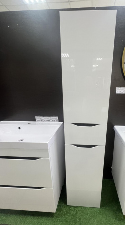 Шкаф-пенал в ванную комнату ИНТЕГРО 360 Белый/встав.Антрацит (1ящ + 2дв)