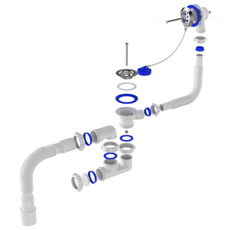 Сифон для ванны плоск. регулируемый 1 1/2"х40 с выпуском и переливом с гт 40х40/50 V255-25-MR (25)