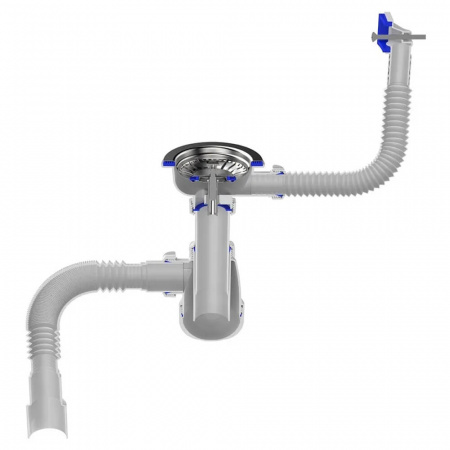 Сифон для мойки 3 1/2"х40 с мет.реш. с прямоуг. переливом с г.т. 40х40/50 B0148-20-MR (20)