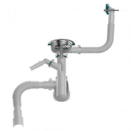 Сифон для мойки 3 1/2"х40 с мет.реш. с прямоуг. переливом с отв. с/м с г.т.40х40/50 B0147-20-MR (20)