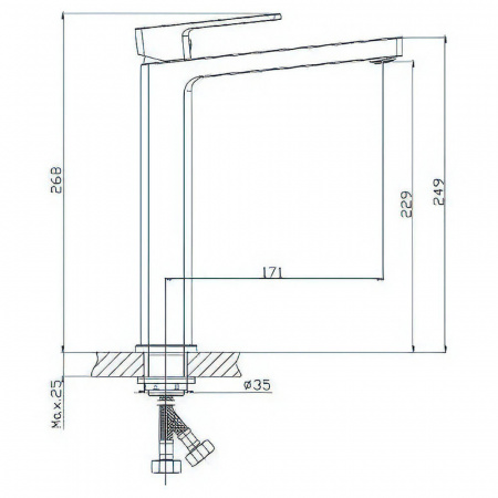 Смеситель на раковину высокий HAIBA HB11615-7 ЧЕРНЫЙ (лат., 35мм)