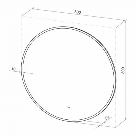 Зеркало PORTAL D800мм (LED-подсветка, бесконтактный сенсорный выключатель, ореольная подсветка)