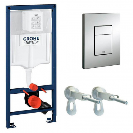 Инсталляция для подвесного унитаза GROHE RAPID SL кнопка Skate Cosmopolitan хром, 38772001
