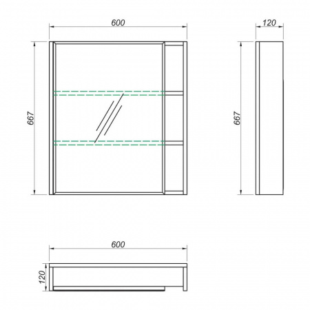 Шкаф зеркальный СИЛЬВИЯ 60 (600х667х120мм)