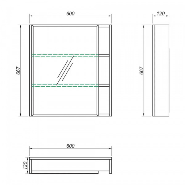 Зеркало-шкаф Какса Сильвия 60 размеры