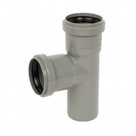 Тройник ППР Ø50х50мм 90° СЕРЫЙ для внутренней канализации (80)