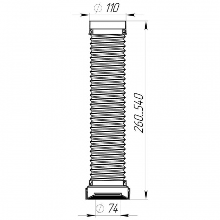 Удлинитель гибкий для унитаза армир-ый проволокой с фановым вып-ом 110мм, 260-540мм T921-18-MR (18)