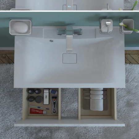 Тумба в ванную комнату подвесная КРИСТАЛЛ 100 (22) БЕЛЫЙ  под умывальник MILEN 100