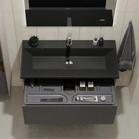 Тумба в ванную комнату подвесная TOSSONY 90 ДУБ САМДАЛ/АНТРАЦИТ под умывальник CLASSICA 90/Астория90