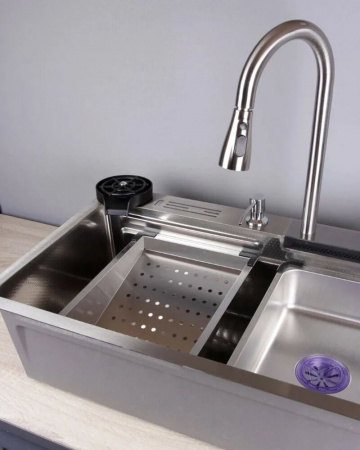 Мойка кухонная многофункциональная Dikalan KN754505 МАТОВЫЙ нерж.сталь SUS-304 750х460х220мм 