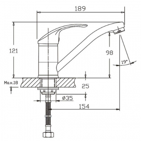 Смеситель на раковину поворотный излив HAIBA HB4536-2 (лат., 35мм)
