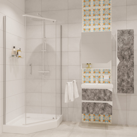 Душевой уголок 100х100х195 ТРАПЕЦИЯ без поддона профиль ХРОМ стекло (6мм) ПРОЗРАЧНОЕ NG-6634-08