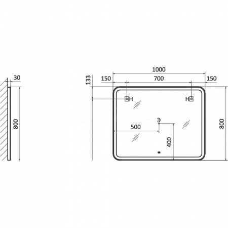 Зеркало MORELLE 100 1000х800мм (LED-подсветка, бесконтактный сенсорный выключатель)