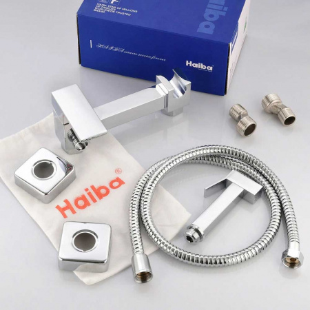 Смеситель настенный с гигиенической лейкой HAIBA HB5513 (лат., картр. 35мм)