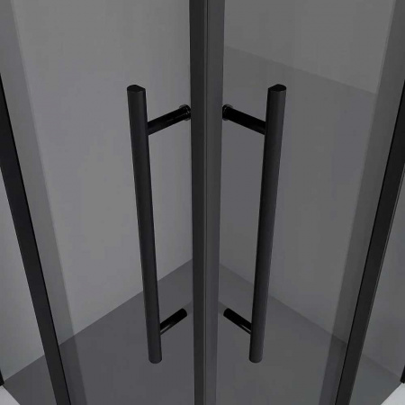 Душевой уголок 100х100х195 КВАДР без поддона профиль ЧЕРН МАТ стекло (6мм) ТОНИРОВАН NG-2830-34BLACK