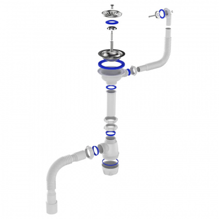 Сифон для мойки 3 1/2"х40 с мет.реш. с круглым переливом с г.т. 40х40/50 B0139-20-MR (20)