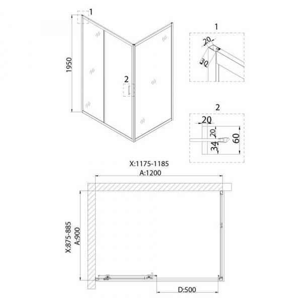 Душевое ограждение Niagara Nova NG-82-12AВ-A90В