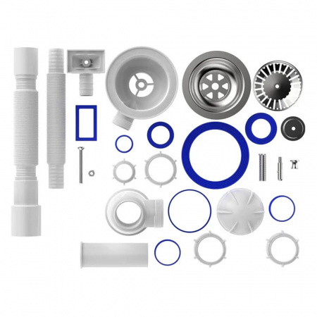 Сифон для мойки 3 1/2"х40 с мет.реш. с прямоуг. переливом с г.т. 40х40/50 B0148-20-MR (20)