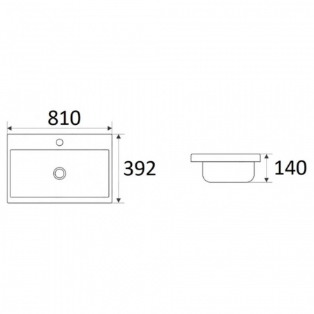 Умывальник мебельный NICE 80 (810х390мм) (9595-80)