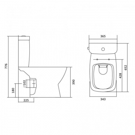 Унитаз-компакт "НЕО RIMLESS" безободковый, сиденье ДЮРОПЛАСТ, ТОНКОЕ, МИКРОЛИФТ, арматура 2-режимная