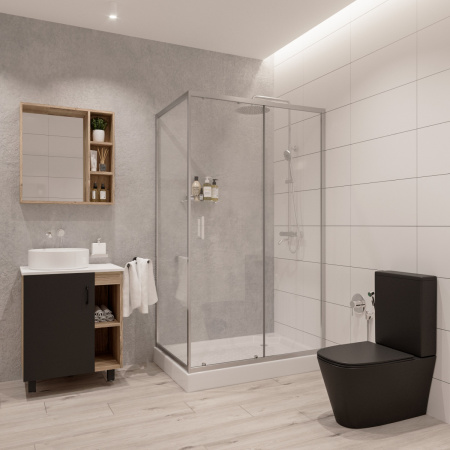 Душевой уголок 120х80х195 ПРЯМОУГ без подд профиль ХРОМ стекло (6мм) ПРОЗРАЧНОЕ NG-6612-08