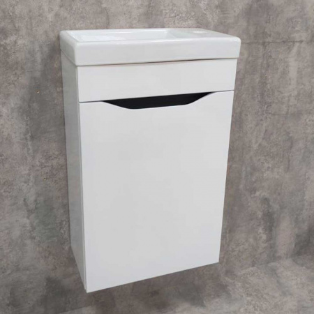 Тумба в ванную комнату подвесная INTEGRO 394 Белый/встав.Антрацит под умывальник СОМО 40 (1дв)