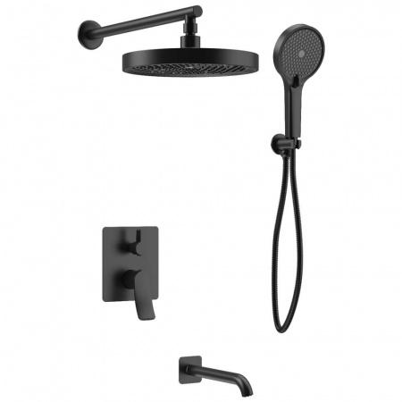 Смеситель для душа скрытый HAIBA HB80553-7 ЧЕРНЫЙ (лат. 35мм, излив, лейка 3 режима)